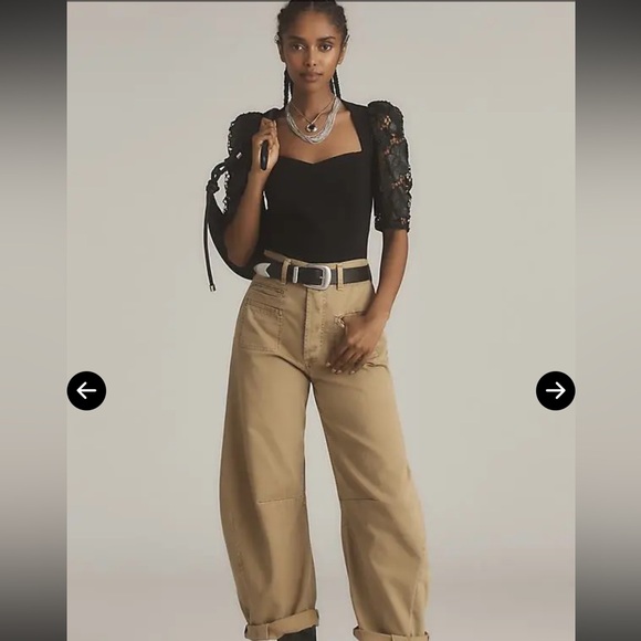 DOLAN LEFT COAST  Faux-Leather Cutwork Puff-Sleeve Blouse - Picture 5 of 10